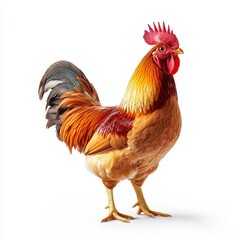 Fototapeta premium Red Rooster on White Background Studio Portrait