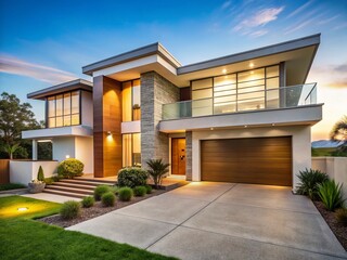 Modern House Exterior Front Elevation, Architectural Design, Home Facade, Real Estate Photography, Home Design
