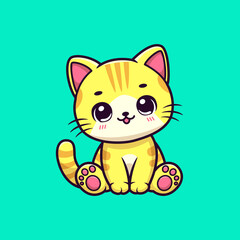 Cute yellow kitten cartoon illustration