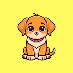 Cute cartoon puppy with big eyes and a friendly smile