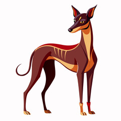 Elegant Dog in Stylized Pose: a stylish cartoon representation of a slender dog with alert ears and a graceful posture, embodying a sense of refined beauty and loyalty