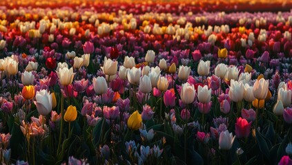 Fototapeta premium field of pink tulips