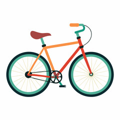 Fototapeta premium Colorful Bicycle: A vibrant depiction of a bicycle, ready for adventures. This illustration showcases a stylish bike, perfect for leisure.
