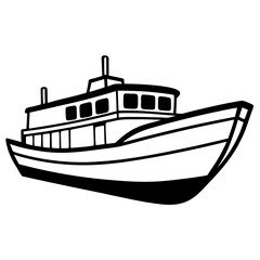 Maritime Marvel: A sleek vessel cuts through the water, evoking a sense of adventure and freedom, a monochrome illustration.