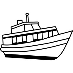 A Vessel's Voyage: A simple, line-art illustration of a boat sailing through the sea, offering a symbolic representation of travel, journeys, and exploration.