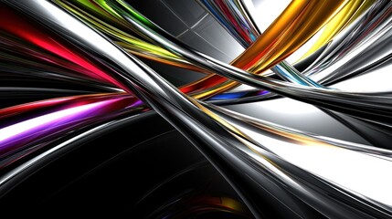 Abstract colorful swirling lines in a dark space. Possible use background