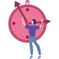 Time management icon man move clock arrow vector