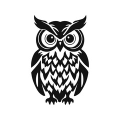 Owl logo. Detailed pattern, strict look, symbol of wisdom, intelligence, protection, suitable for branding and design. Owl logo, tribal owl, vector owl, owl emblem