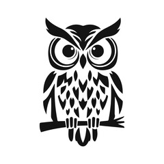 Owl logo. Detailed pattern, strict look, symbol of wisdom, intelligence, protection, suitable for branding and design. Owl logo, tribal owl, vector owl, owl emblem