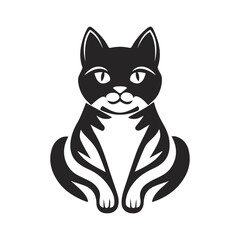 Minimalist cat logo. Sleek silhouette with smooth lines. Symbol of grace, independence and mystery. Suitable for branding and design. Cat logo, black cat, cat silhouette, cat emblem