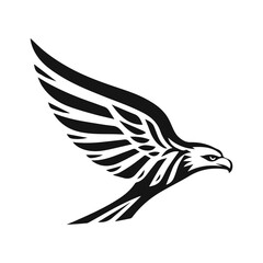 A minimalist eagle logo in flight. Symbol of strength, freedom and leadership. Suitable for branding, sports and business. Eagle logo, flying eagle, tribal eagle, eagle emblem