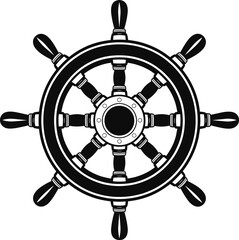 Obraz premium Steering wheel, ship rudder vector illustration.