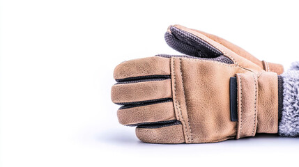 Tan Work Glove on White Background