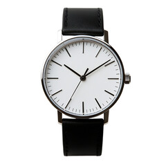 Minimalist Watch with Silver Bezel and White Face Isolated on Transparent Background