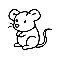 Cute cartoon mouse sitting with curious expression  