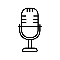 Vintage microphone icon in minimalistic style on white background  