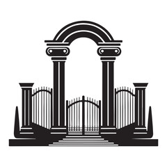 Obraz premium Grand Entrance Gate Silhouette Archway Design Architectural Illustration