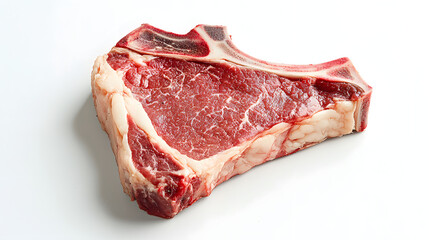 Obraz premium Raw Bone-In Steak on Clean White Background - Perfect for Culinary and Food Photography