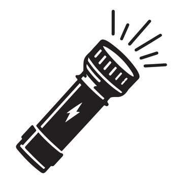 black flashlight shining light clip art preview