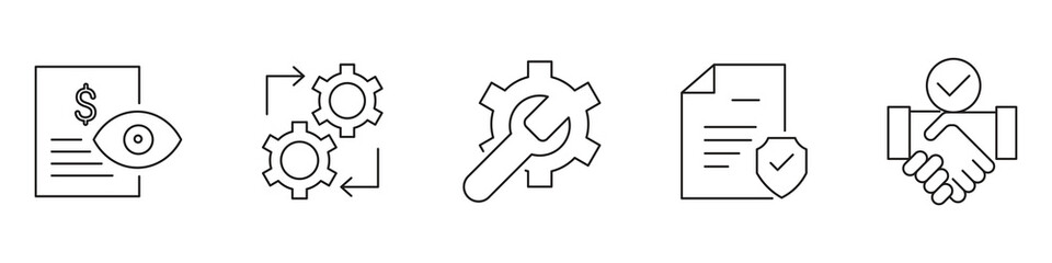 Business Architecture Line Editable Icons set. process, maintenance, collaboration,