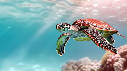 Sea Turtle in Coral Reef (2)