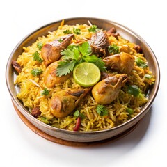 Chicken Handy Biryani on background white