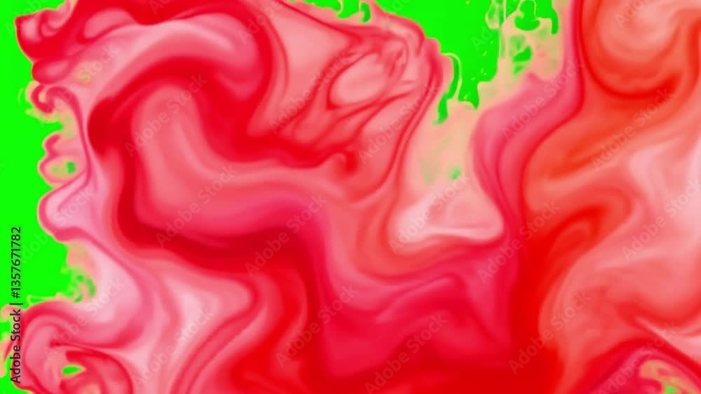Leinwandbilder vibrant swirl of red paint flowing gracefully on a green background, creating a dynamic and eye-catc