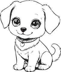 This cute puppy, drawn in doodle style, looks charming and playful. It is drawn with simple, slightly careless lines, which gives the drawing lightness and funny dynamics.