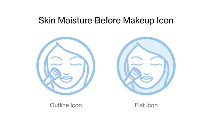 Skin Moisture Before Makeup Icon for Cosmetic and Skincare Product in Vector Art