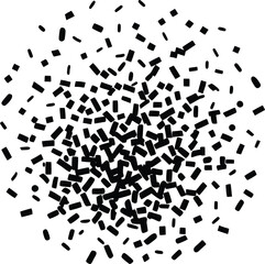 Abstract Black Geometric Confetti, Rectangles and Circles, White Background Pattern