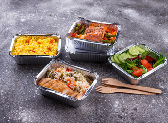 Food delivery concept. Lunch in container