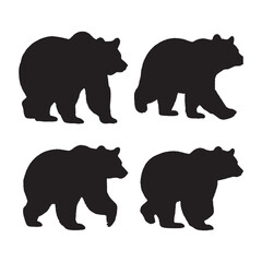 Bear Silhouette Vector - High-Quality Black and White Wildlife Illustration for Digital and Print - Bear Vector - Bear Icon - Bear Illustration


