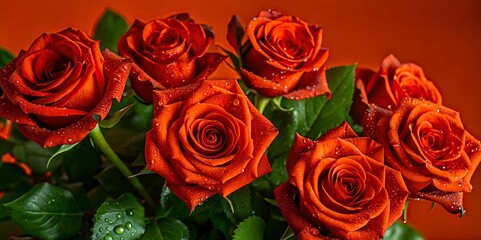 Obraz premium Hibiscus flowers with green leaves and garland Bouquet of daisies in a basket on a Bouquet of red roses with daisies on flower background