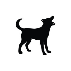 Black dog silhouette on white background illustration