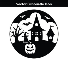 Spooky Halloween Pumpkin Lantern Illustration on Black Background.