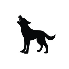 Black dog vector silhouette, a wild domestic mammal illustration