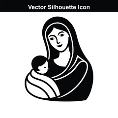 Mother and Baby Silhouette Illustration with Family and Love Theme.