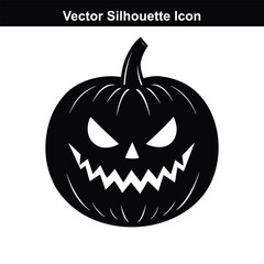 Spooky Halloween Pumpkin Lantern Illustration on Black Background.