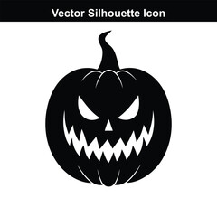 Spooky Halloween Pumpkin Lantern Illustration on Black Background.