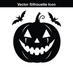 Spooky Halloween Pumpkin Lantern Illustration on Black Background.
