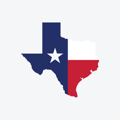 Flat Illustration of Texas state flag. Texas state flag with map.