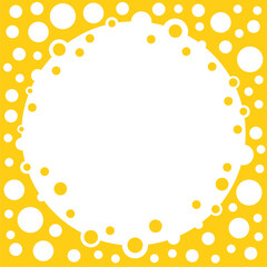 Cheese circle frame. Yellow color. Empty space for text or picture.
