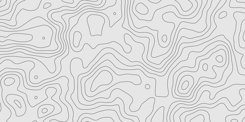Abstract topography contour map background design. geometric black curve lines texture