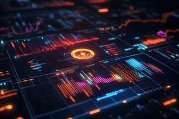 Interactive holographic business data charts.
