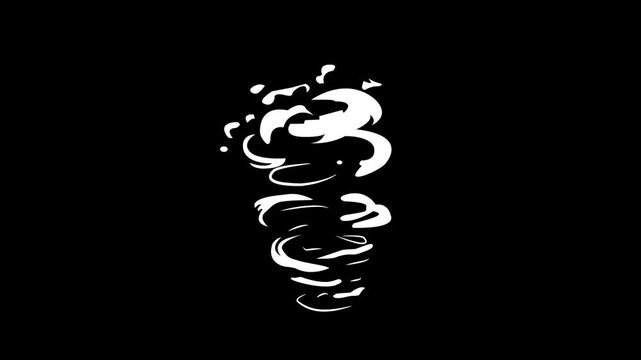 tornado animation effect or Abstract white storm funnel, whirlwind, hurricane wind, blizzard swirl, energy twister, dust typhoon