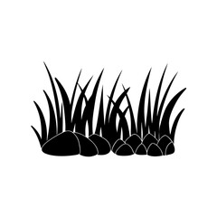 creative details Grass with Rocks Icon vector illustration