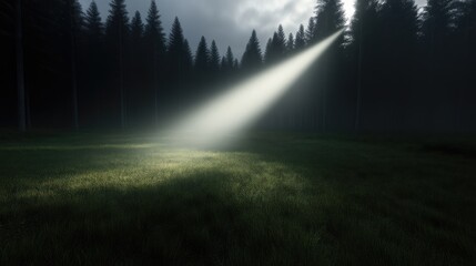 Fototapeta premium Illuminating forest clearing at night