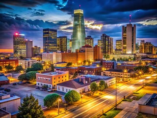 Oklahoma City Night Skyline - Dramatic Urban Landscape Photography