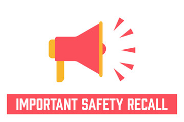 Important safety recall announced via megaphone to alert consumers to product risks.