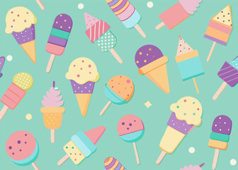 Playful and Colorful Ice Cream Seamless Pattern